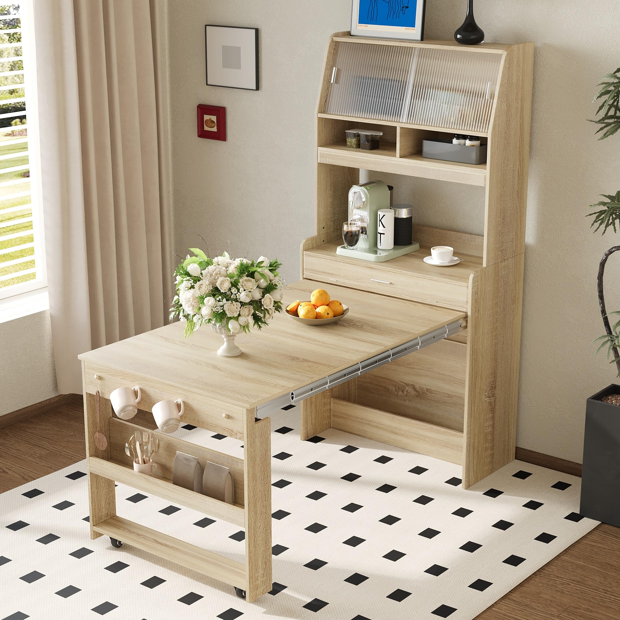 Amazon.com - Polibi Space-Saving Buffet Hutch with Foldable Table